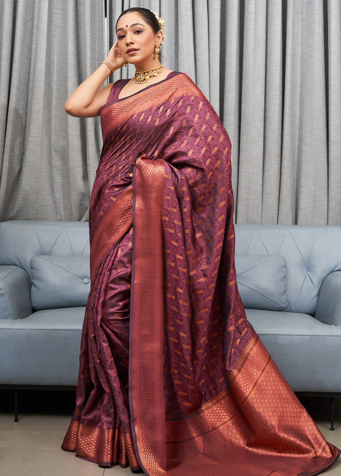 Lavender Dola Silk Zari Woven Saree With Blouse