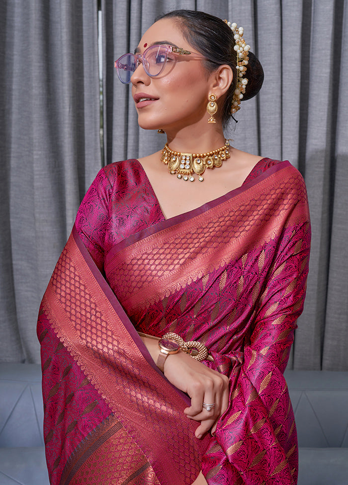 Pink Dola Silk Zari Woven Saree With Blouse