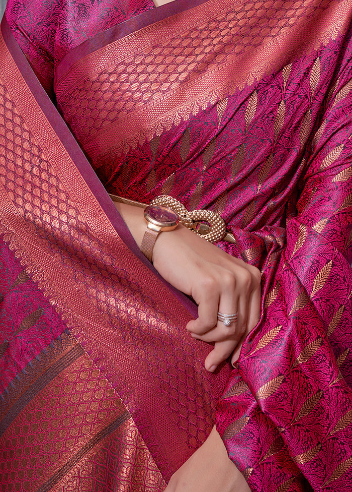Pink Dola Silk Zari Woven Saree With Blouse