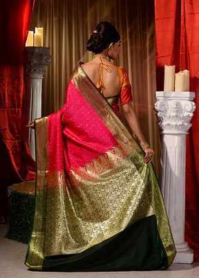 Pink Dupion Silk Saree With Blouse Piece