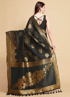 Grey Spun Silk Saree With Blouse Piece