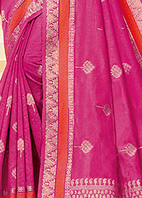 Pink Spun Silk Saree With Blouse Piece