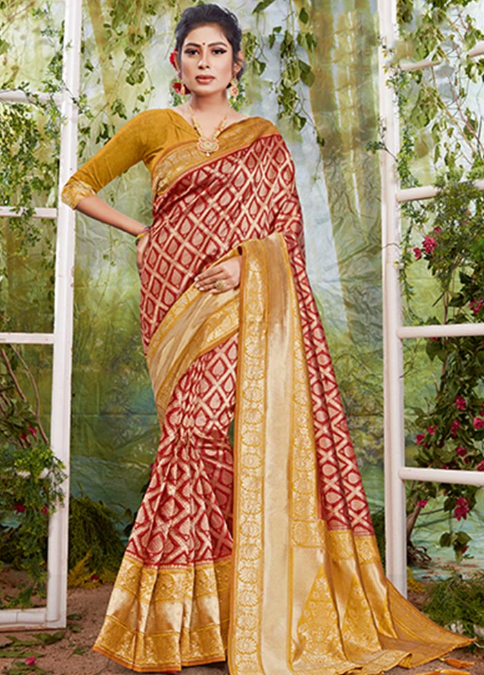 Gold Spun Silk Saree With Blouse Piece