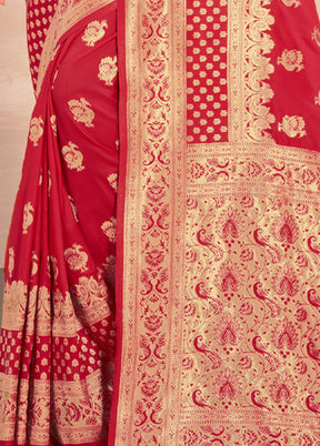 Red Spun Silk Saree With Blouse Piece