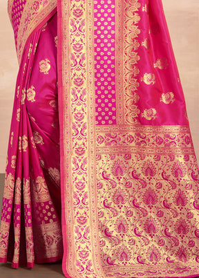 Pink Spun Silk Saree With Blouse Piece