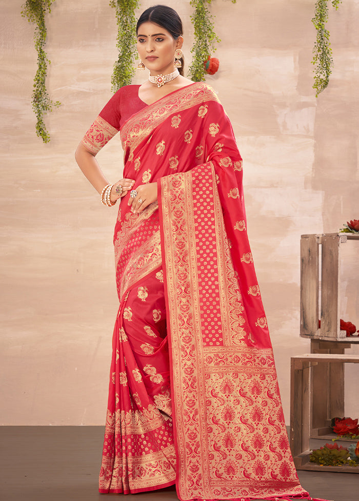 Pink Spun Silk Saree With Blouse Piece