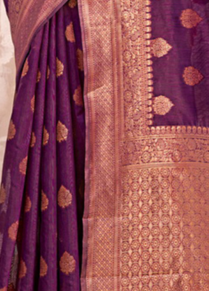 Purple Cotton Saree With Blouse Piece