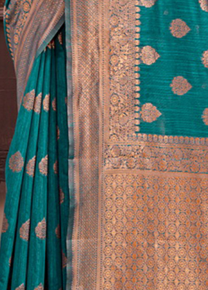 Sea Green Cotton Saree With Blouse Piece