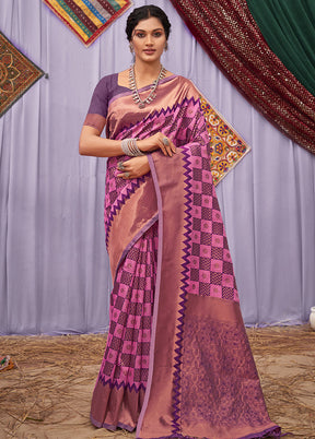 Purple Cotton Saree With Blouse Piece