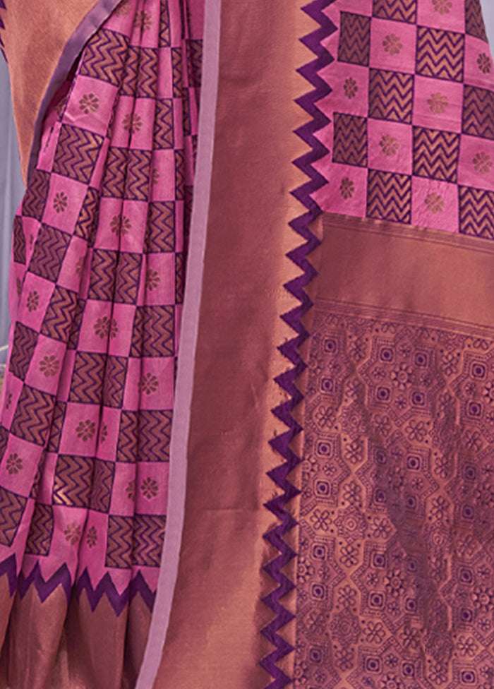 Purple Cotton Saree With Blouse Piece