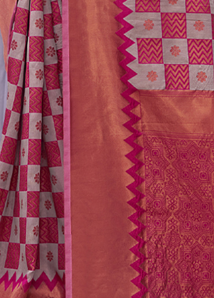 Pink Cotton Saree With Blouse Piece