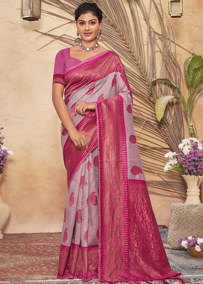 Purple Cotton Saree With Blouse Piece