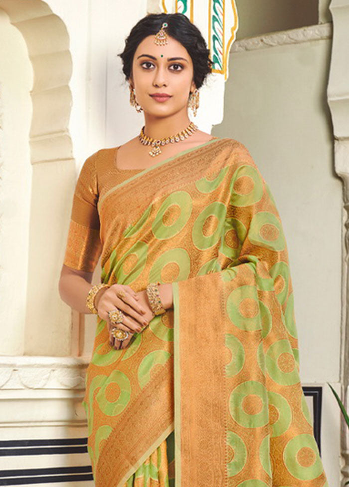 Green Organza Saree With Blouse Piece