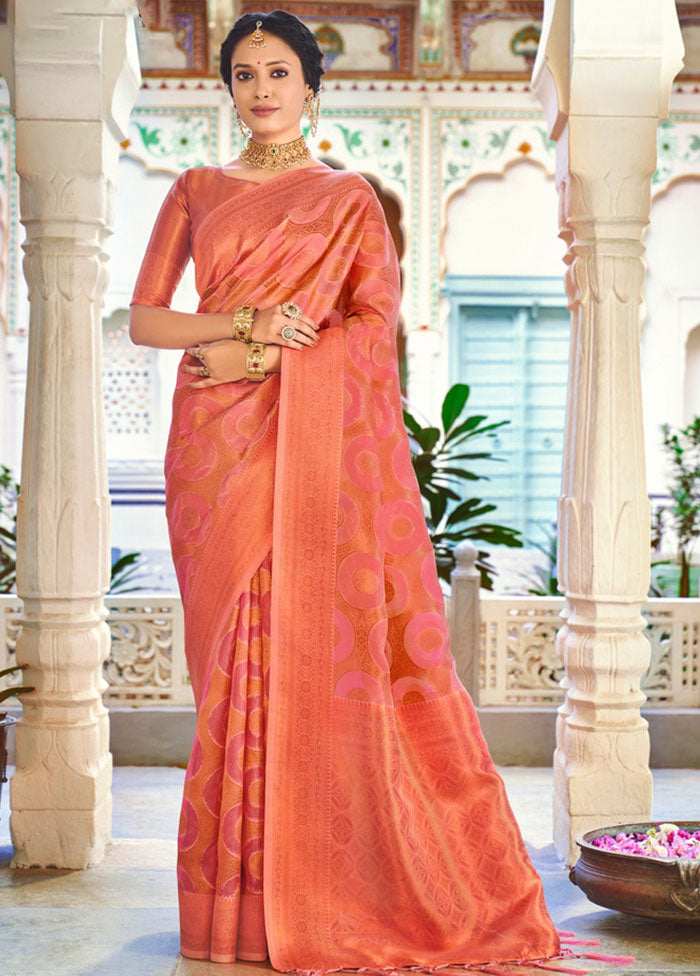 Pink Organza Saree With Blouse Piece