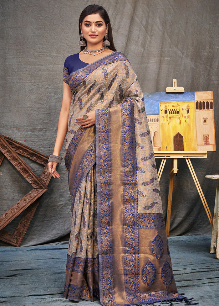 Beige Organza Saree With Blouse Piece