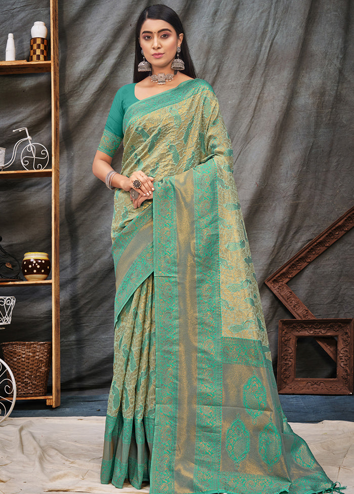 Beige Organza Saree With Blouse Piece