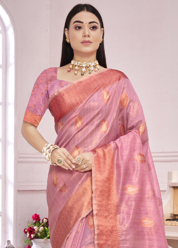 Pink Organza Saree With Blouse Piece