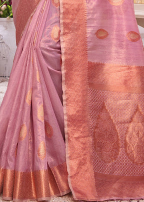 Pink Organza Saree With Blouse Piece