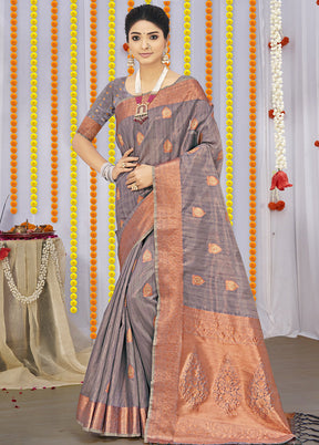 Grey Organza Saree With Blouse Piece