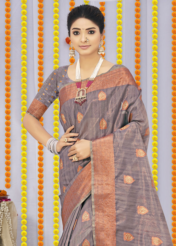 Grey Organza Saree With Blouse Piece