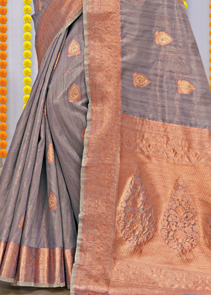 Grey Organza Saree With Blouse Piece