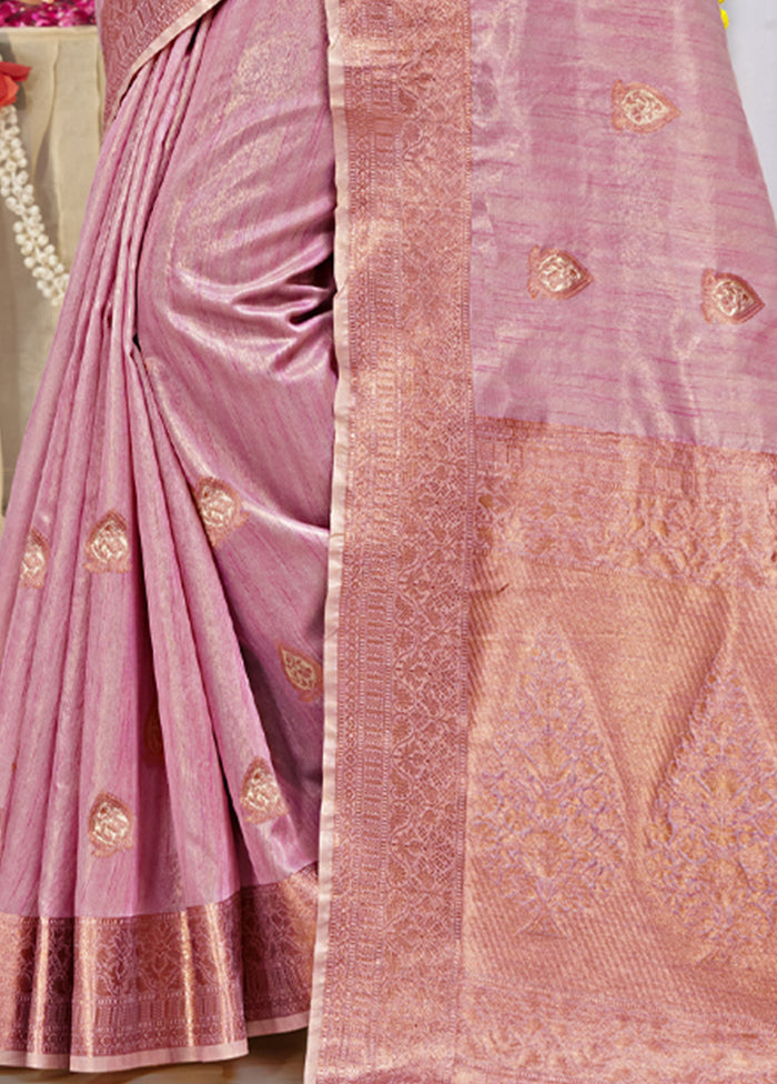 Pink Organza Saree With Blouse Piece