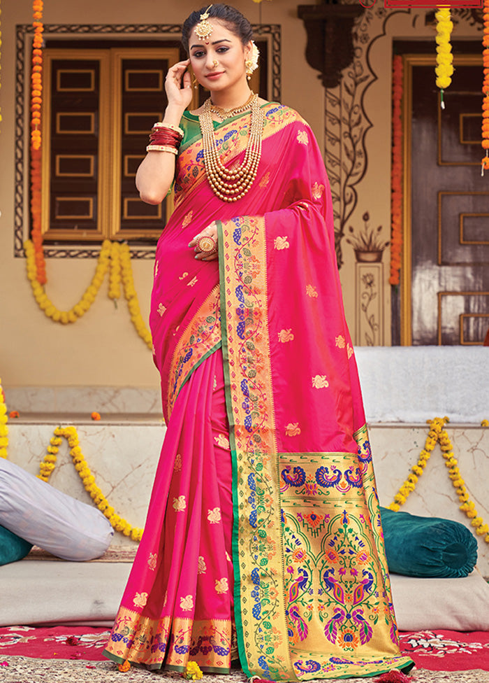 Pink Spun Silk Saree With Blouse Piece