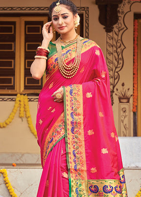 Pink Spun Silk Saree With Blouse Piece