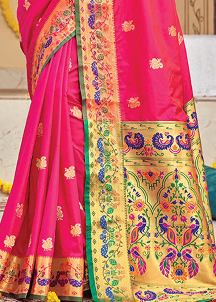 Pink Spun Silk Saree With Blouse Piece