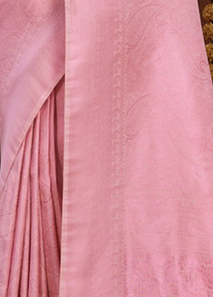 Pink Spun Silk Saree With Blouse Piece