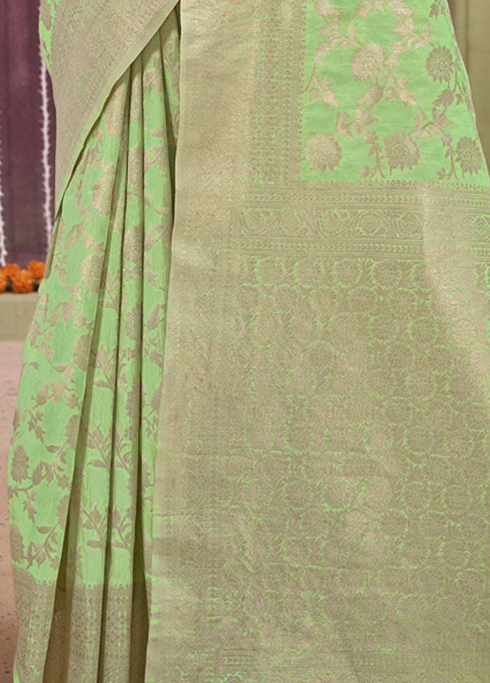 Green Linen Silk Saree With Blouse Piece