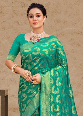 Rama Spun Silk Saree With Blouse Piece