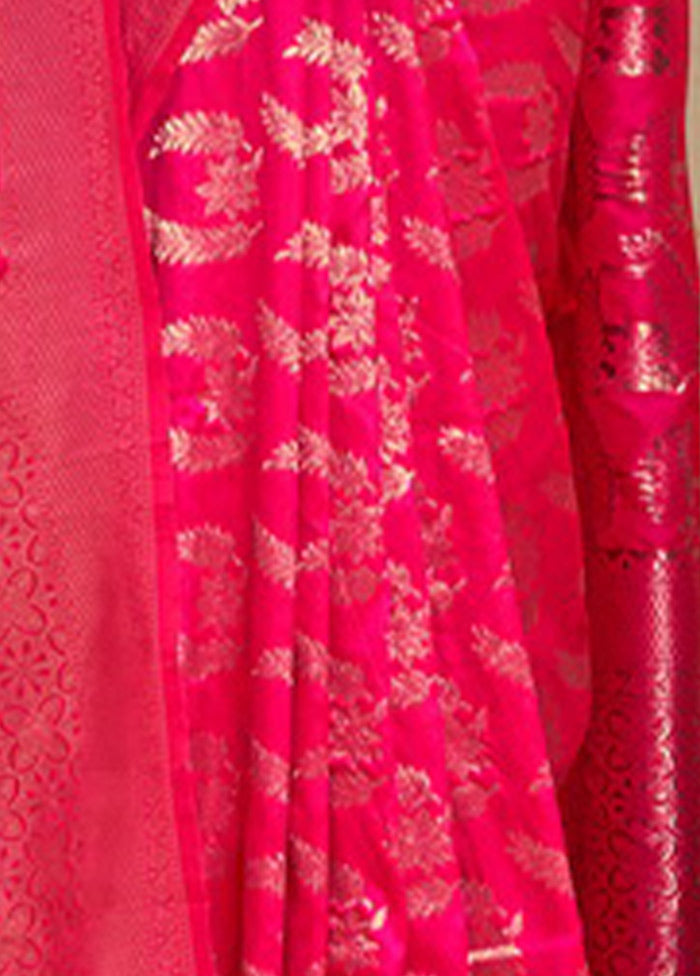 Magenta Spun Silk Saree With Blouse Piece