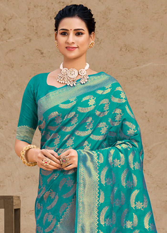 Sky Blue Spun Silk Saree With Blouse Piece