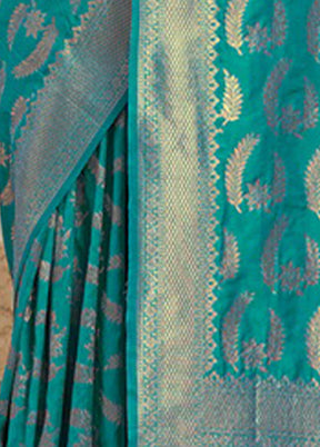 Sky Blue Spun Silk Saree With Blouse Piece