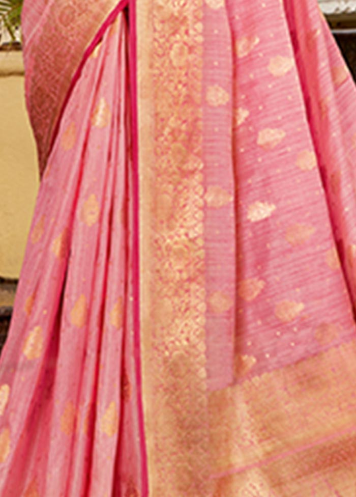 Pink Spun Silk Saree With Blouse Piece