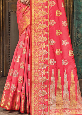 Pink Spun Silk Saree With Blouse Piece