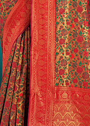 Red Spun Silk Saree With Blouse Piece