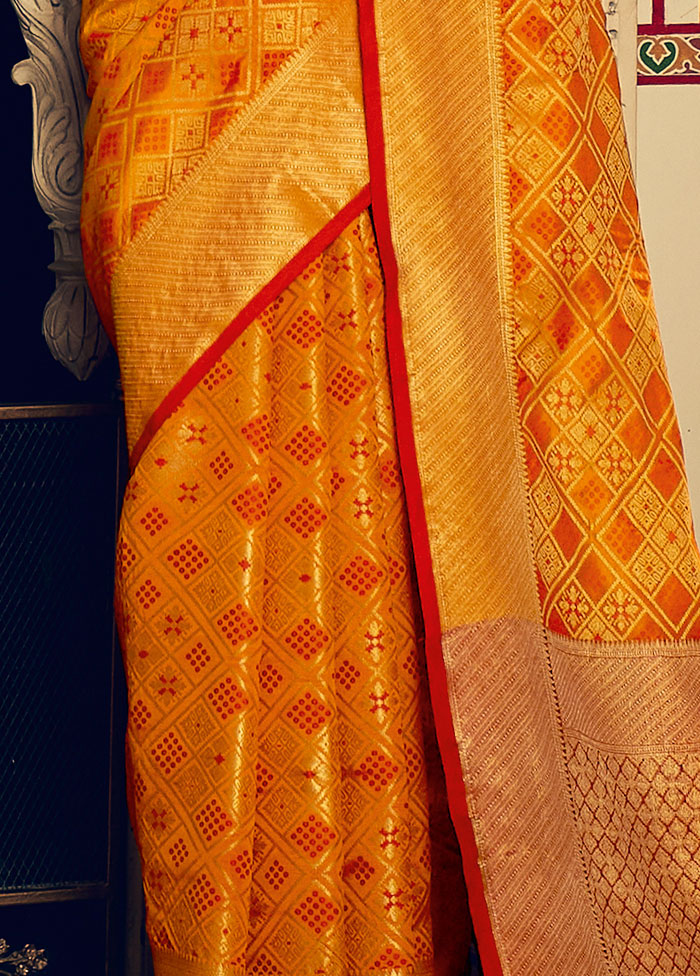 Mustard Spun Silk Saree With Blouse Piece