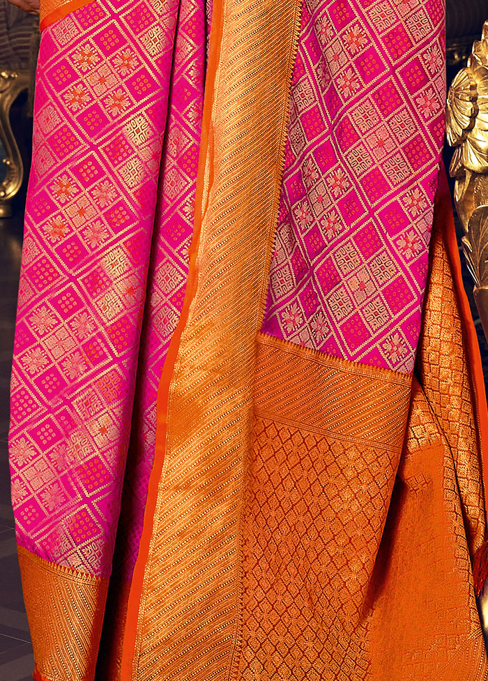 Pink Spun Silk Saree With Blouse Piece