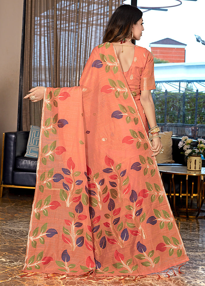 Green Linen Silk Saree With Blouse Piece