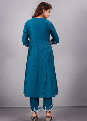 3 Pc Blue Readymade Silk Suit Set