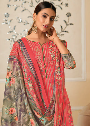 3 Pc Coral Unstitched Pure Cotton Suit Set