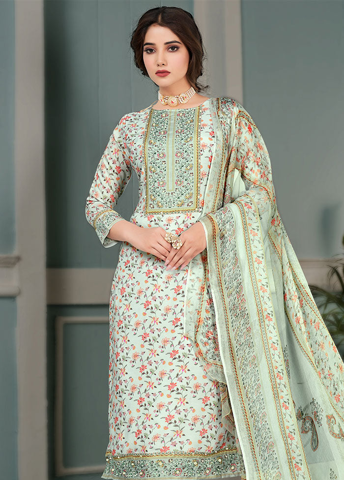 3 Pc Sky Blue Unstitched Cotton Suit Set