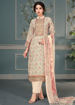 3 Pc Light Yellow Unstitched Cotton Suit Set