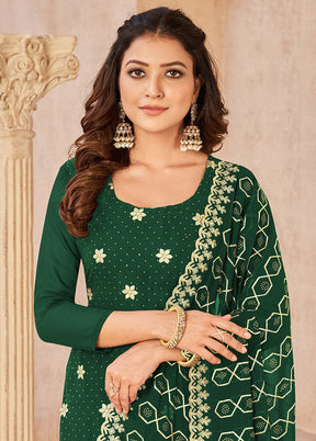 3 Pc Green Semi Stitched Georgette Suit Set