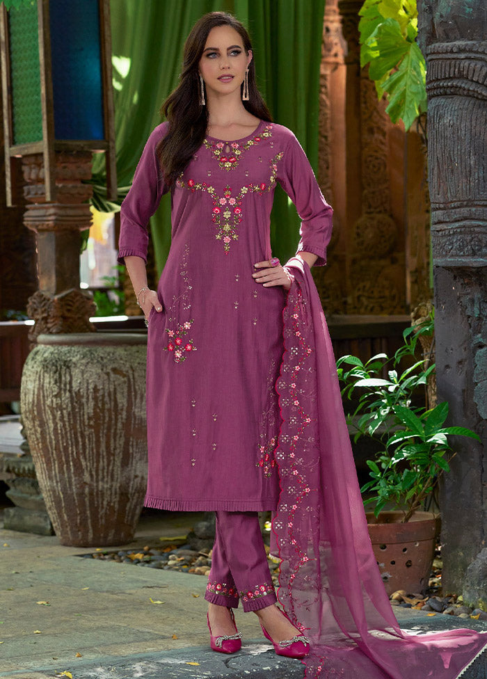 3 Pc Multicolor Readymade Viscose Suit Set