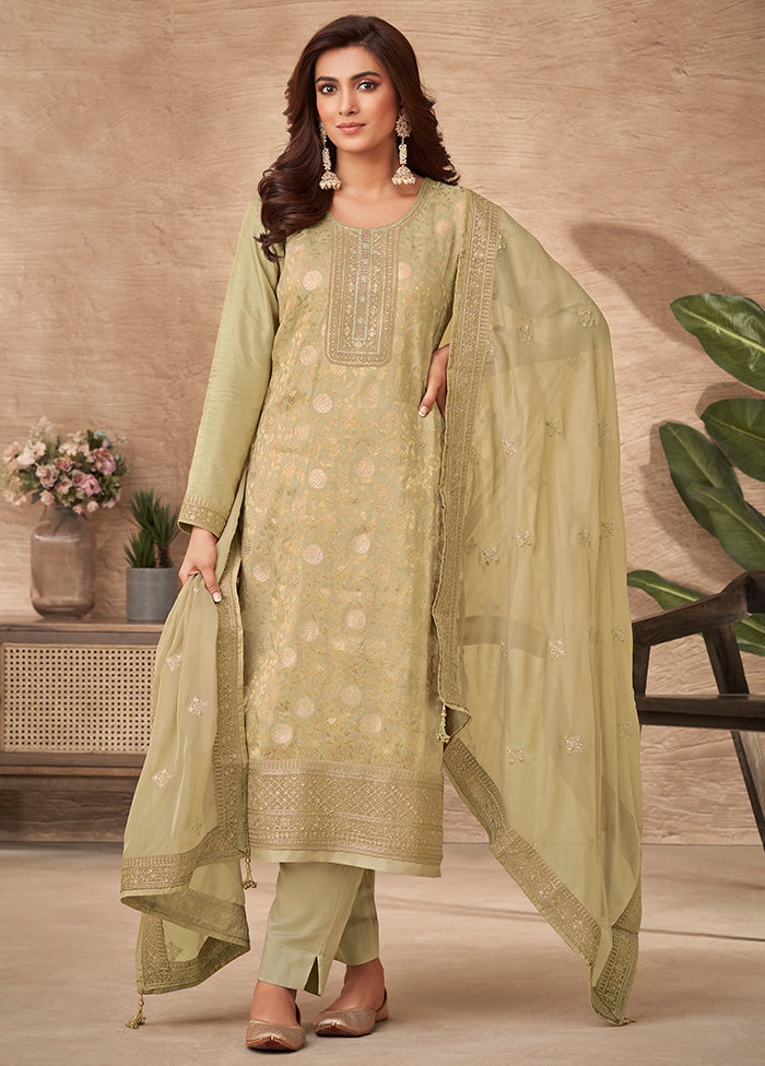 3 Pc Multicolor Silk Suit Set