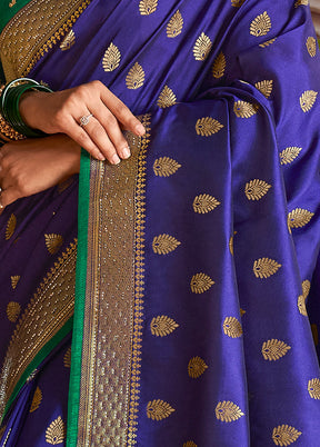 Royal Blue Spun Silk Saree With Blouse Piece