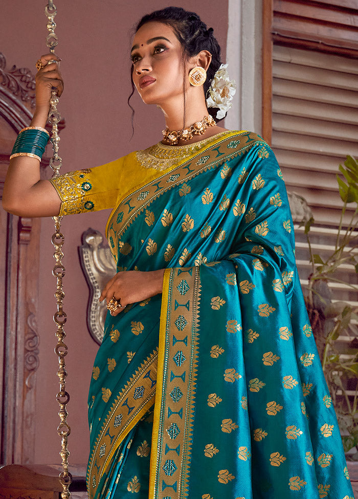 Firoza Spun Silk Saree With Blouse Piece